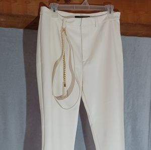 Mark New York Andrew Marc Women Tofu Faux Leather Dress Pants 10 With Belt NWT.